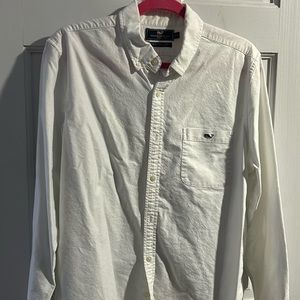 Vineyard, vines, white Oxford shirt